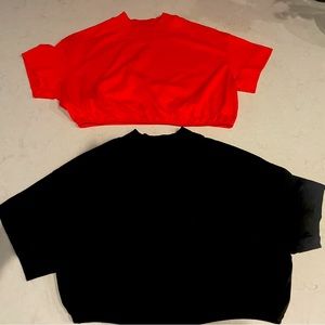 AlO yoga set of two tops. Bright red and black Size M